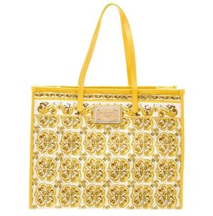 Luxurious Dolce & Gabbana ITALY tote with a vibrant yellow tile print PRISTINE
